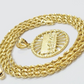 Real 10k Gold Rope Chain Last Supper Pendant Set, 24 Inch 3mm necklace & Charm