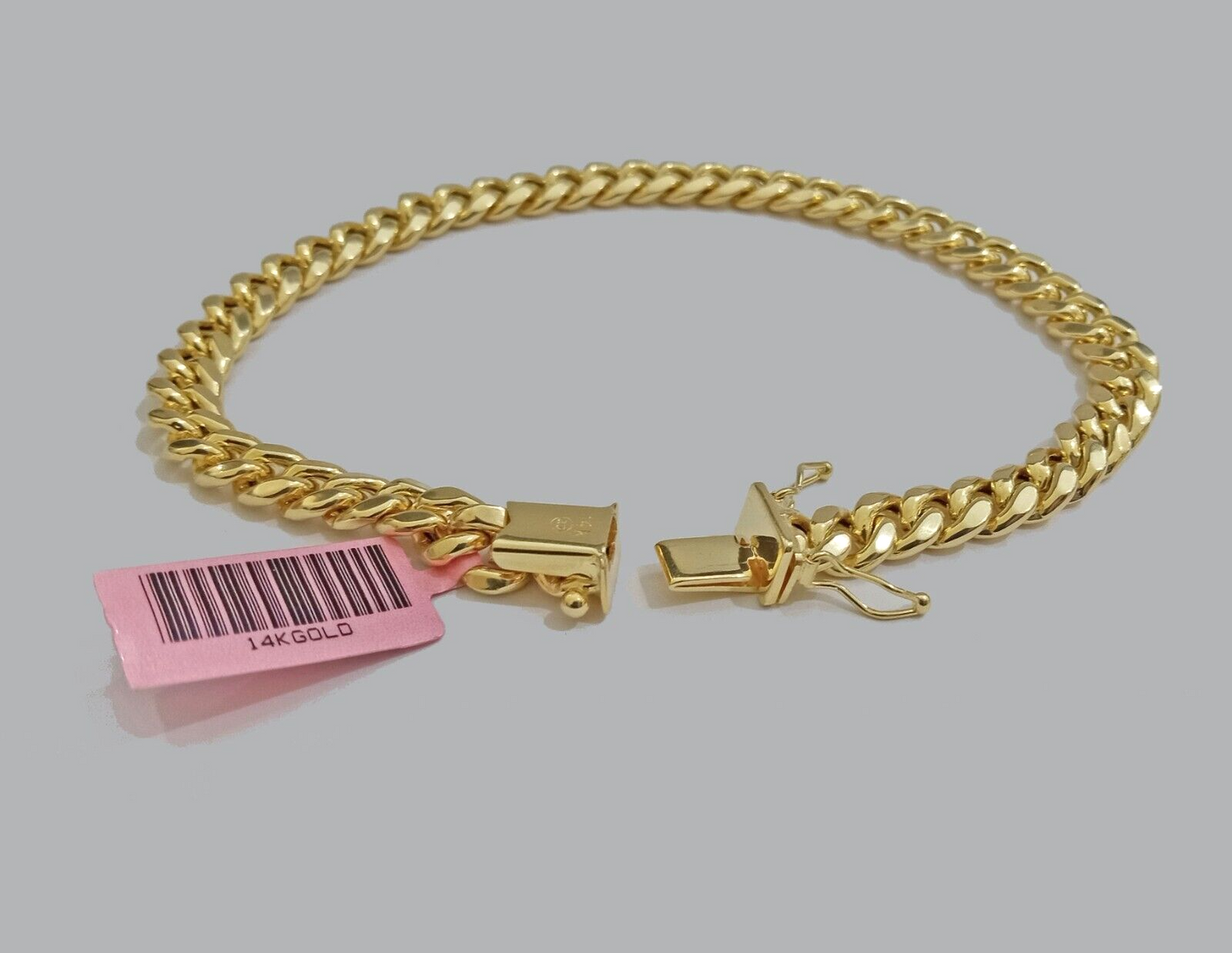 14k Yellow Gold Miami Cuban Link Bracelet 7.5 inch 7mm Real Men's & Ladies 14kt