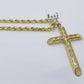 Real 10k Gold Rope Chain Cross Pendant, 3mm Necklace 20" inch With Charm, 10kt