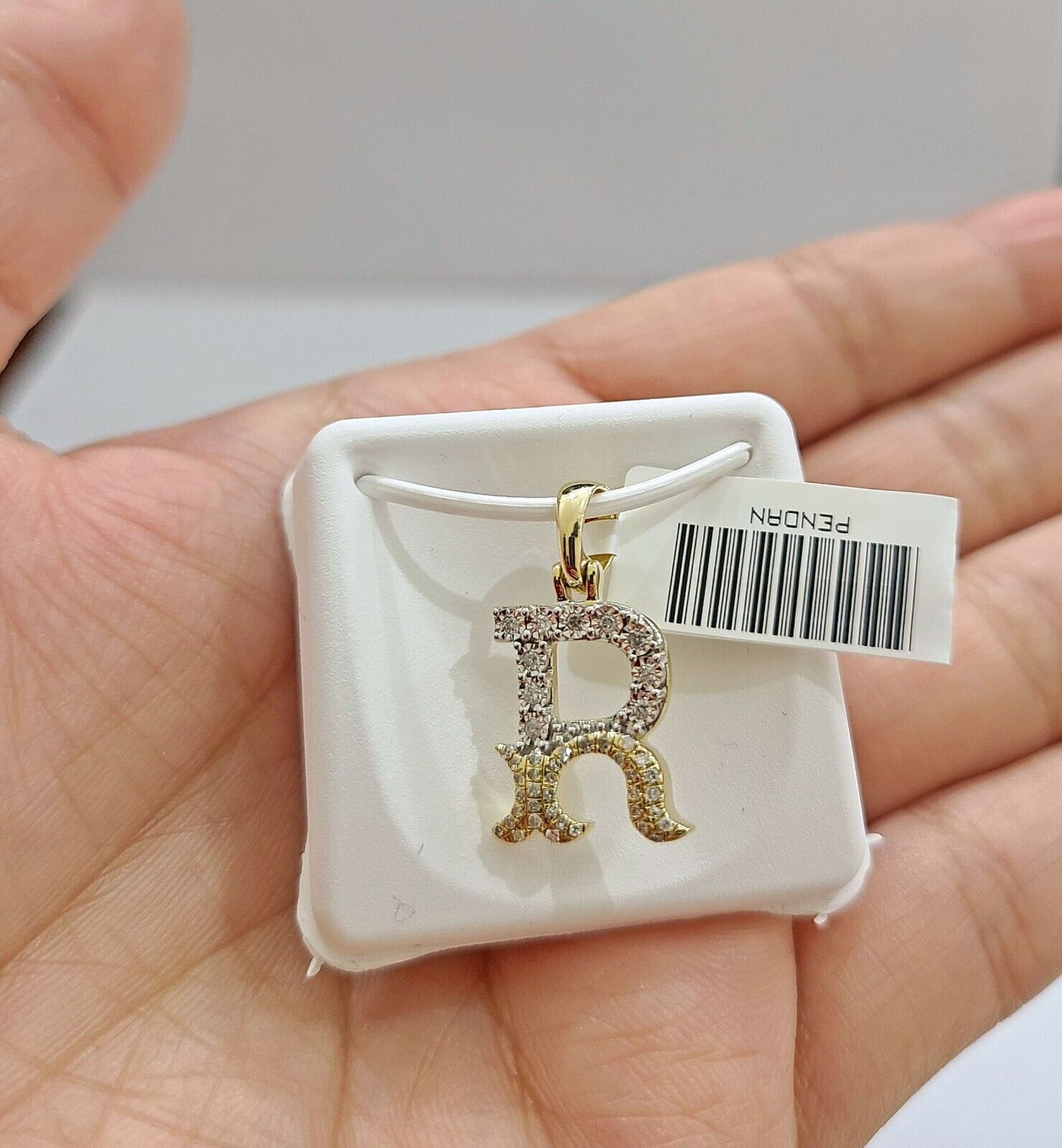 Real 10K Yellow Gold Initials Diamond Cut Charm A-Z Pendant  Alphabets