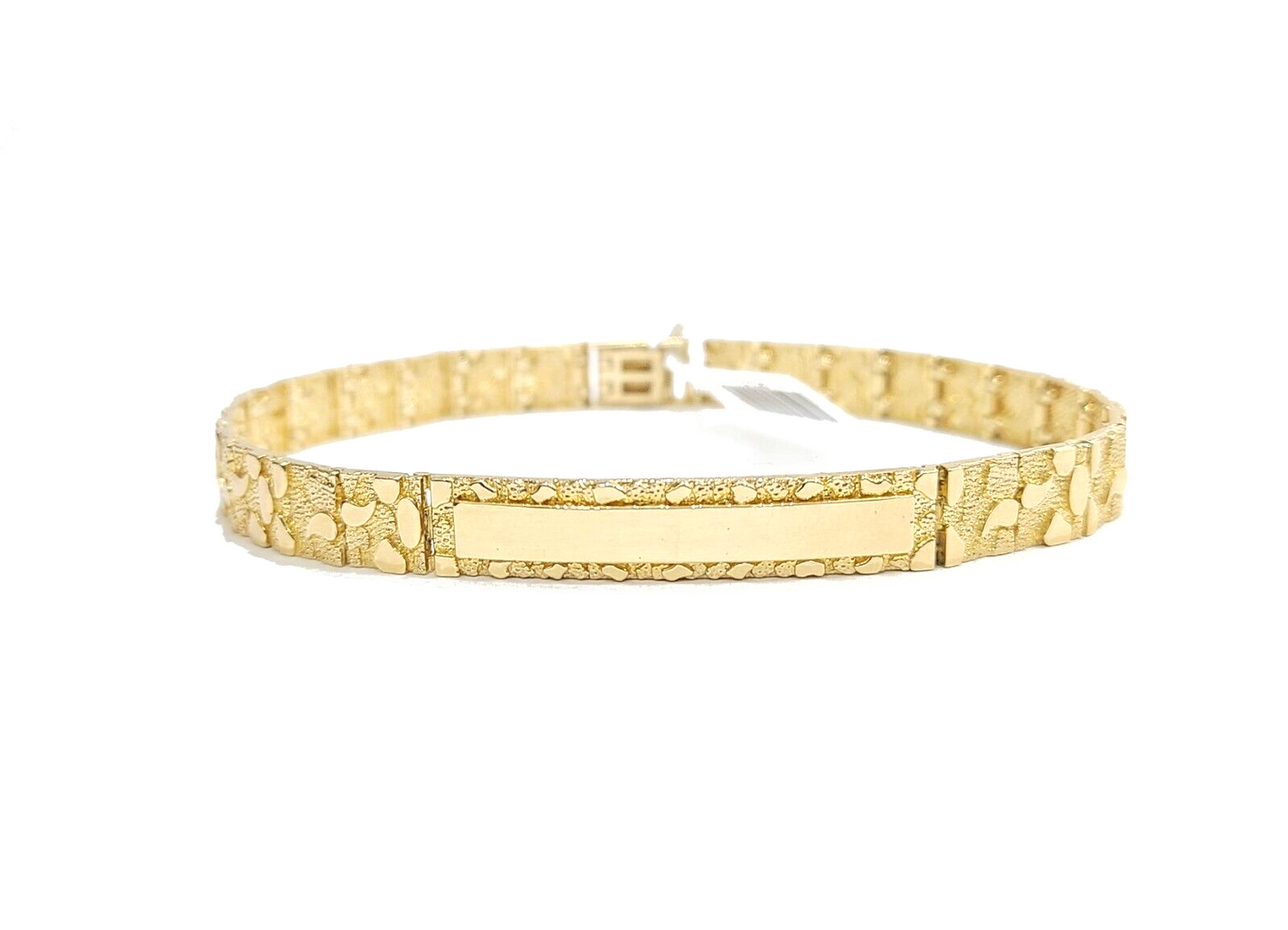 Real 10k Yellow Gold 8mm Nugget ID Bracelet 9