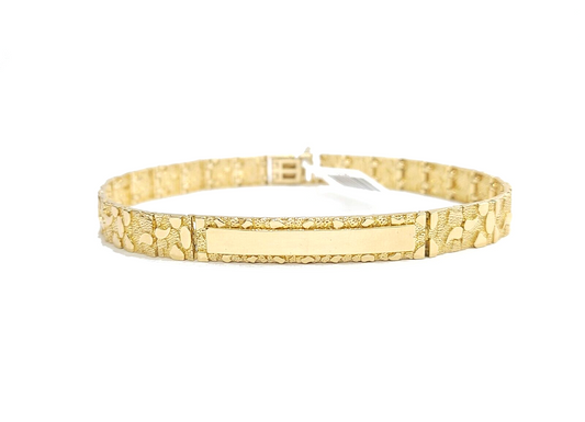 Real 10k Yellow Gold 8mm Nugget ID Bracelet 9" inch 10kt Unisex Men Women