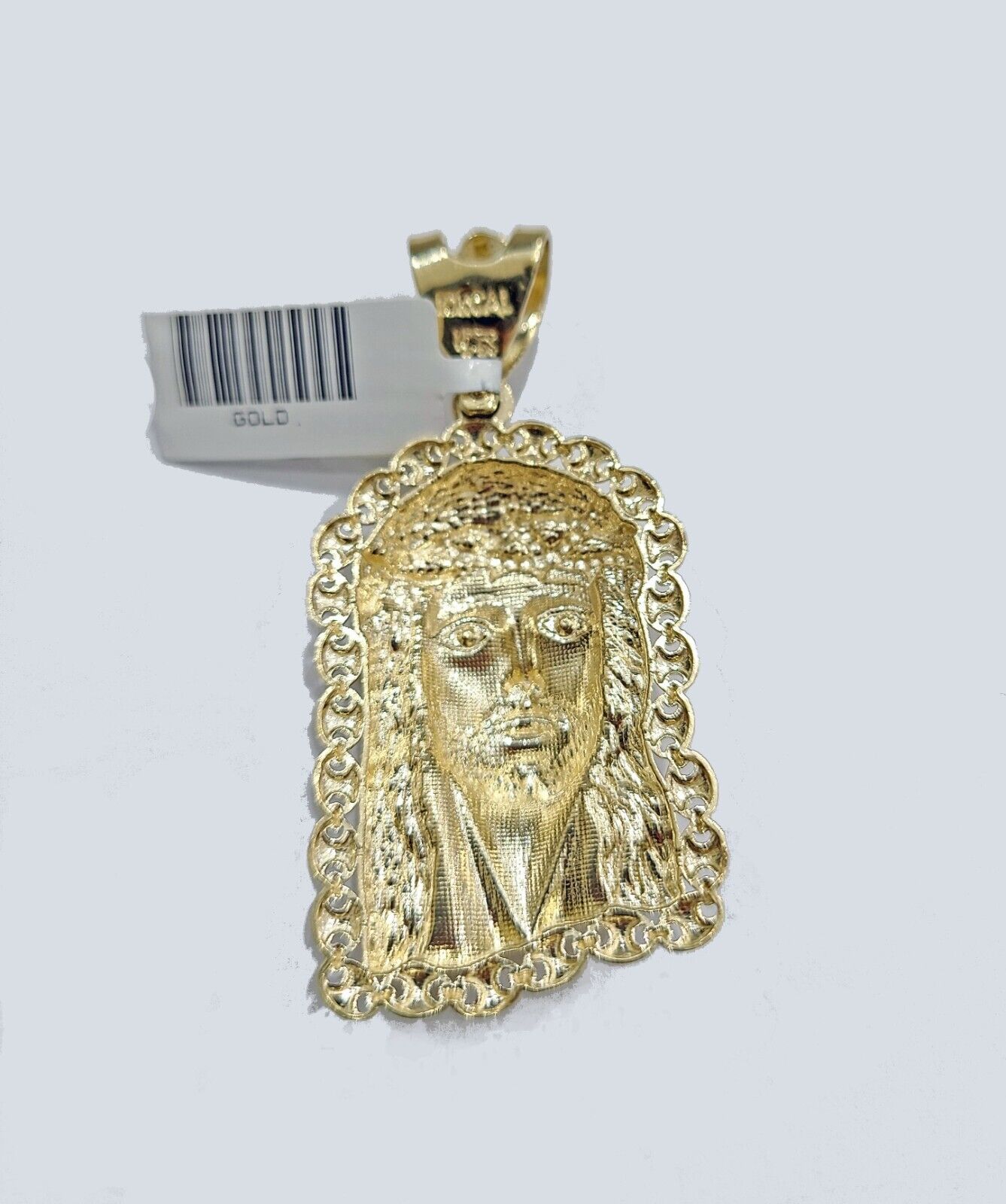 Real 10k Gold Jesus Head Charm Pendant 2'' Inch 10KT Yellow Gold