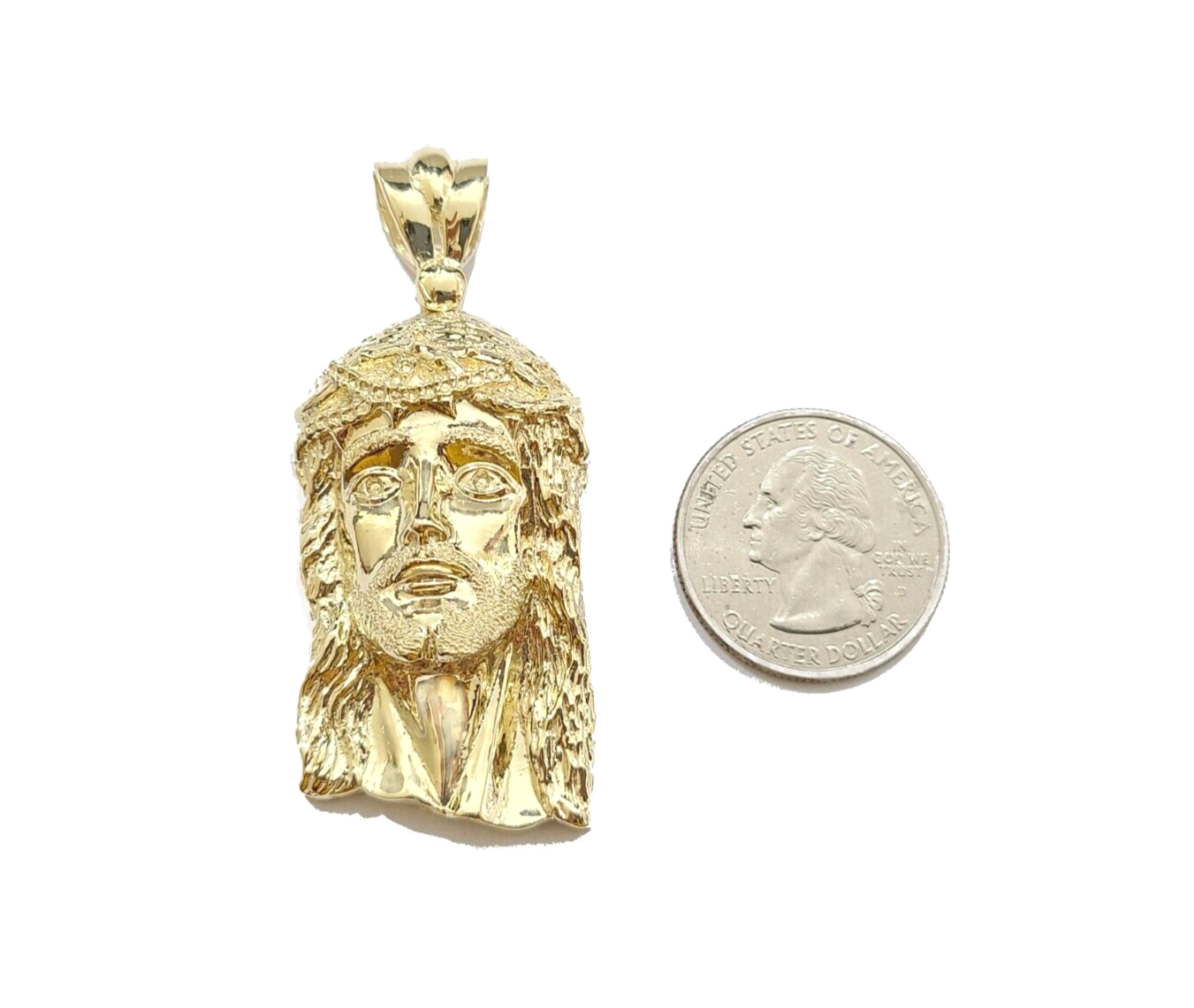 10k Gold Jesus Head Charm Rope Chain Necklace 6mm 22'' Set & Pendant 10kt REAL