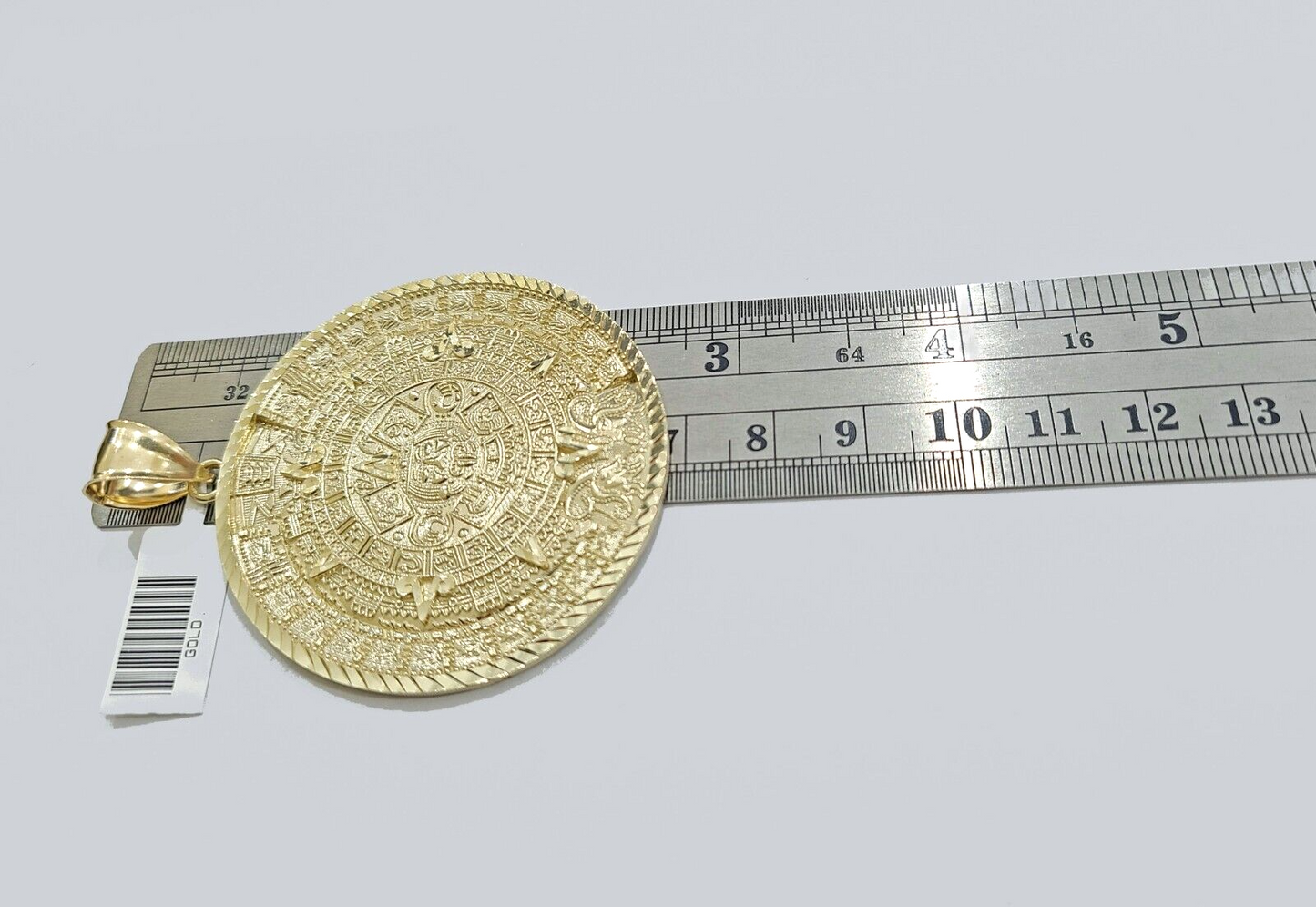 Real 10k Yellow Gold  Mayan Calendar Charm Pendant 10kt for Chain