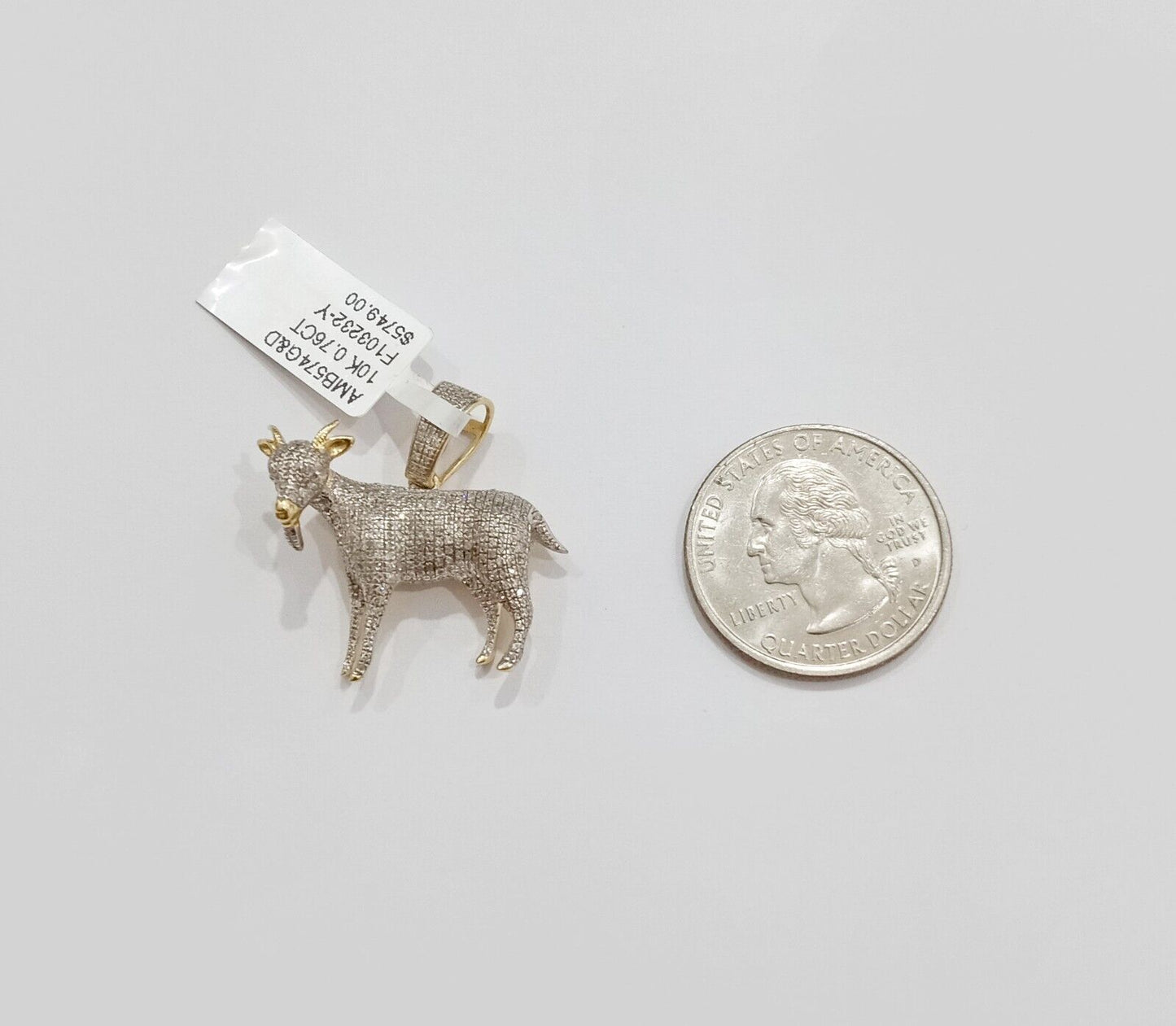 Real 10k Yellow Gold Diamond Goat Charm & Natural Diamonds 0.75 CT GOAT Pendant