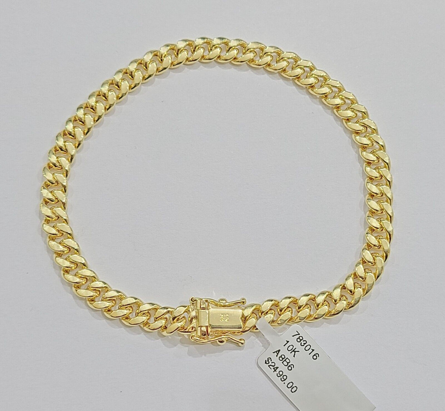 Real 10k Yellow Gold Miami Cuban Link Bracelet 7.5" inch 6mm Box Lock Men Women