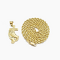 Real 10k Yellow Gold Rope Chain 28'' Necklace Praying Hand Cross Charm Pendant