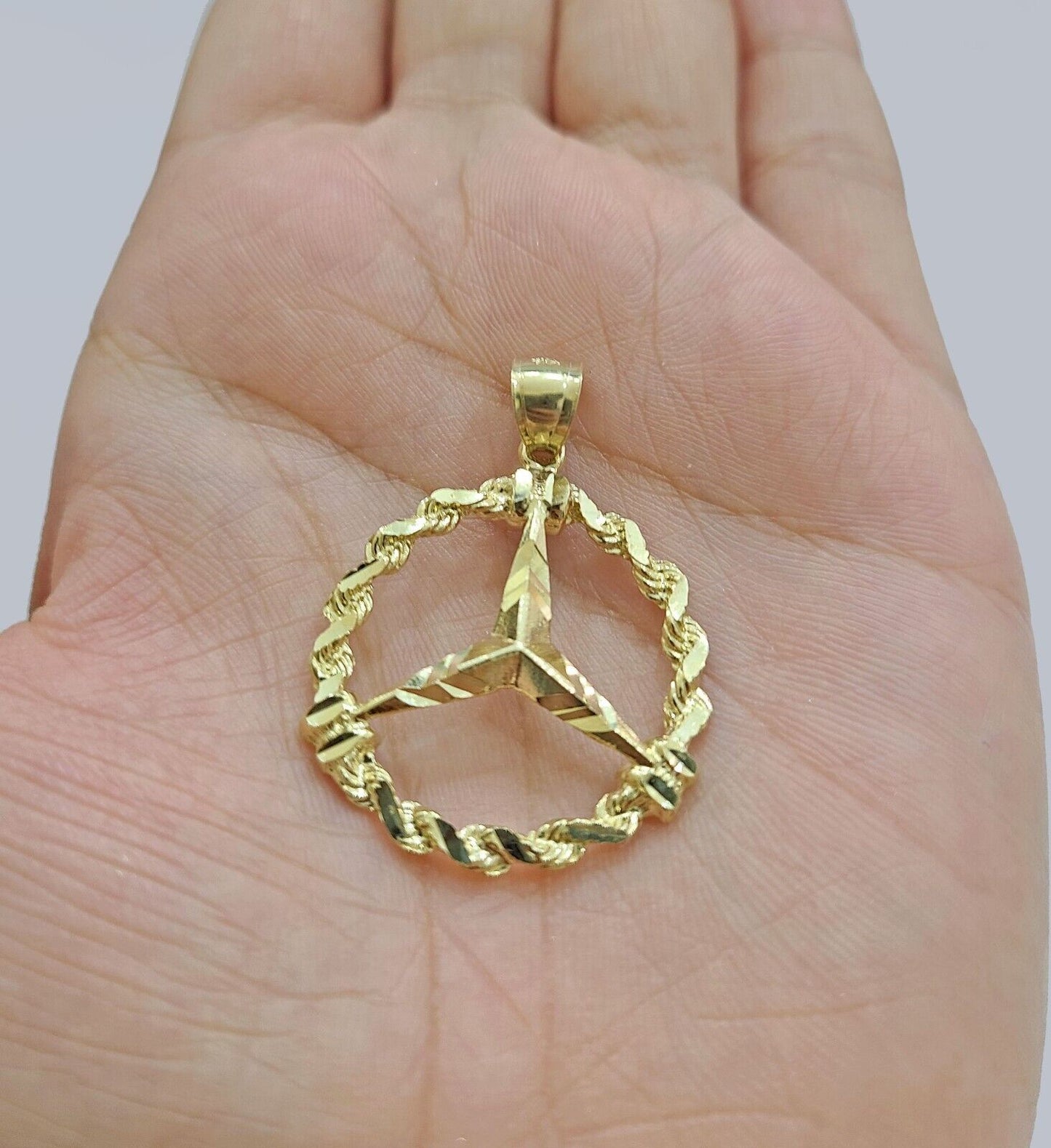 Real 10kt Yellow Gold Circular Rope Pendant Charm