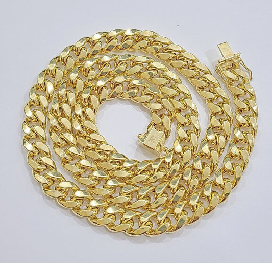 Real 14k Yellow Gold Miami Cuban Link Chain 10mm 24" Necklace Box Lock 14kt