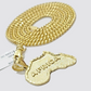 10k Yellow Gold Africa Map Miami Cuban Chain Charm Pendant 18 Inch Necklace SALE
