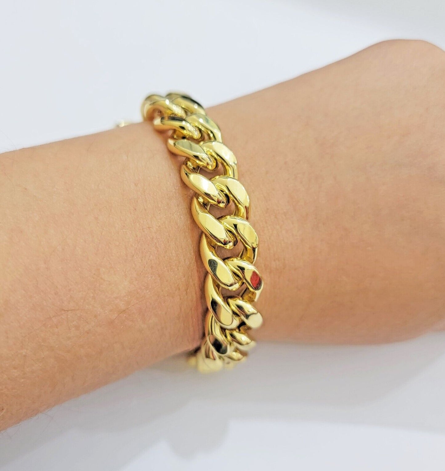 13mm 14k Yellow Gold Bracelet Miami Cuban Link 7 Inch Small Wrist Mens REAL 14kt