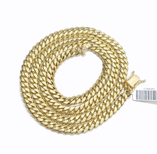 Real 14k Solid Yellow Gold Necklace Miami Cuban Chain 6mm 24" inch  Unisex Chain