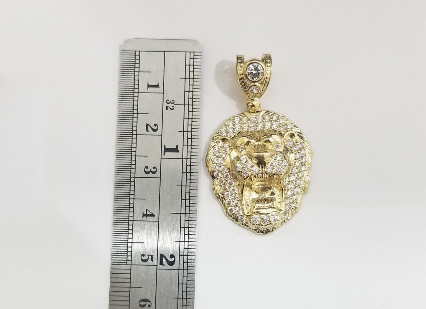 Real 10k Yellow Gold Charm Lion Head Pendant 10kt Gold