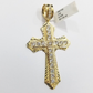 Real 10k Yellow Gold Cross Charm Pendant 2.5'' inch 10kt gold