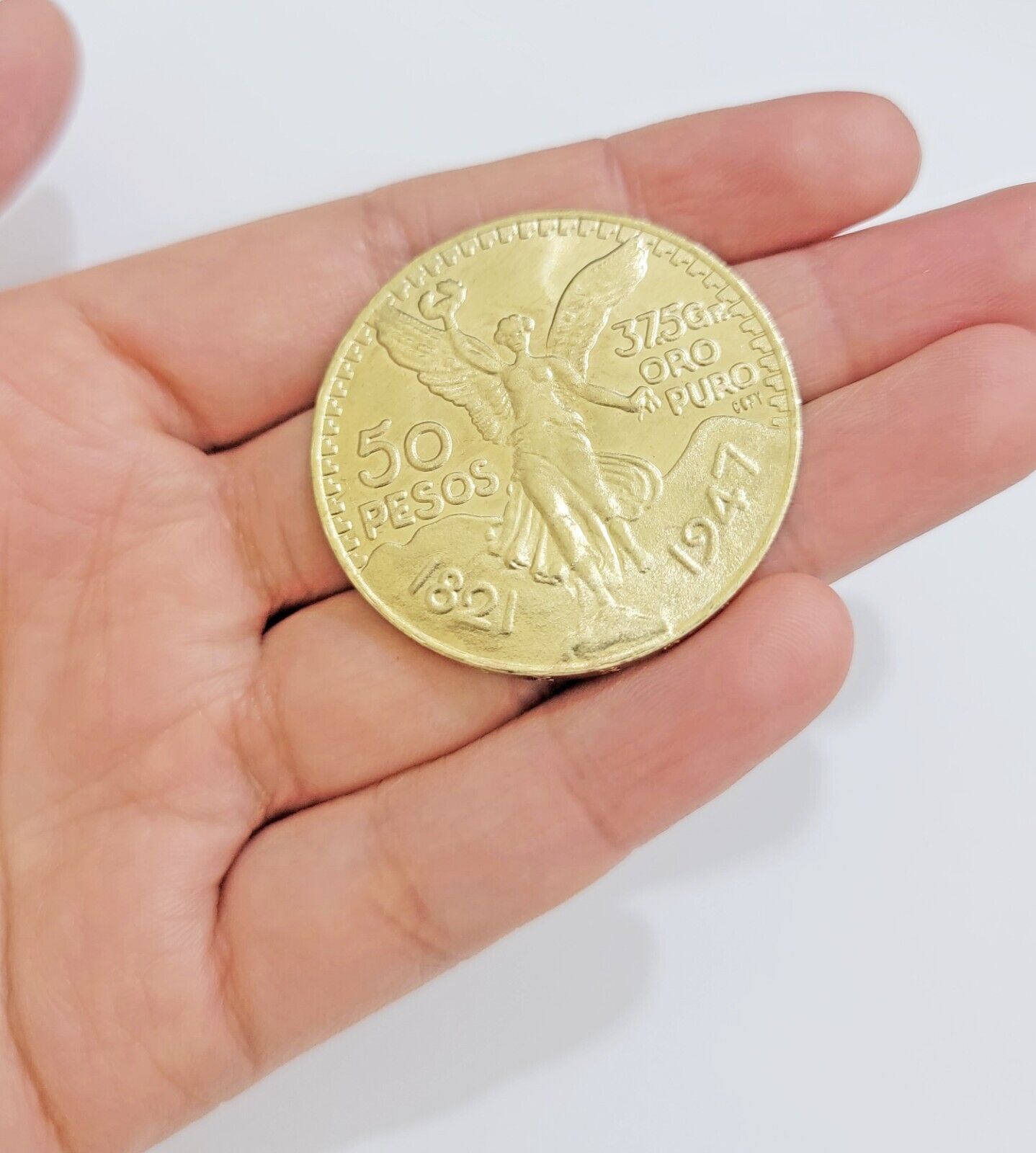 Centenario Coin Custom Solid 10k Yellow Gold 50 Pesos 1947 Mexico Mexican Coin