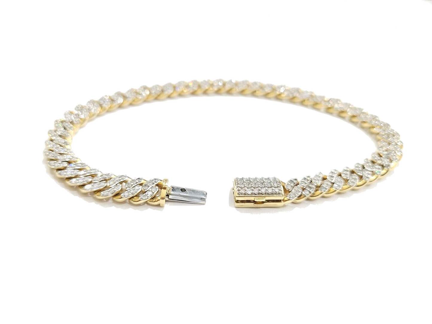 Real 10kt Solid Yellow Gold Miami Cuban Diamond Bracelet Unisex 9'' Inches 7mm