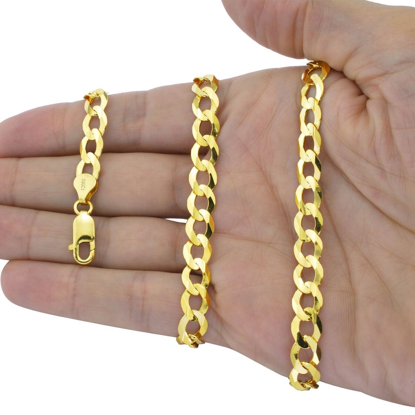 10k Yellow Gold Cuban Curb Link Chain 8mm Necklace 28'' Real 10kt Lobster Lock