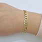 Real 10k Yellow Gold Bracelet Cuban Curb link 8mm 8.5" Two-tone Cuts SOLID 10k