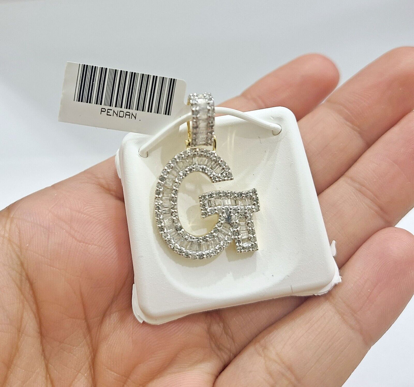 Real 10K Yellow Gold Initials Diamond Cut Charm A-Z Pendant  Alphabets