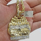 Real 10kt Yellow Gold Praying Hand Last Supper Pendant charm 3D style