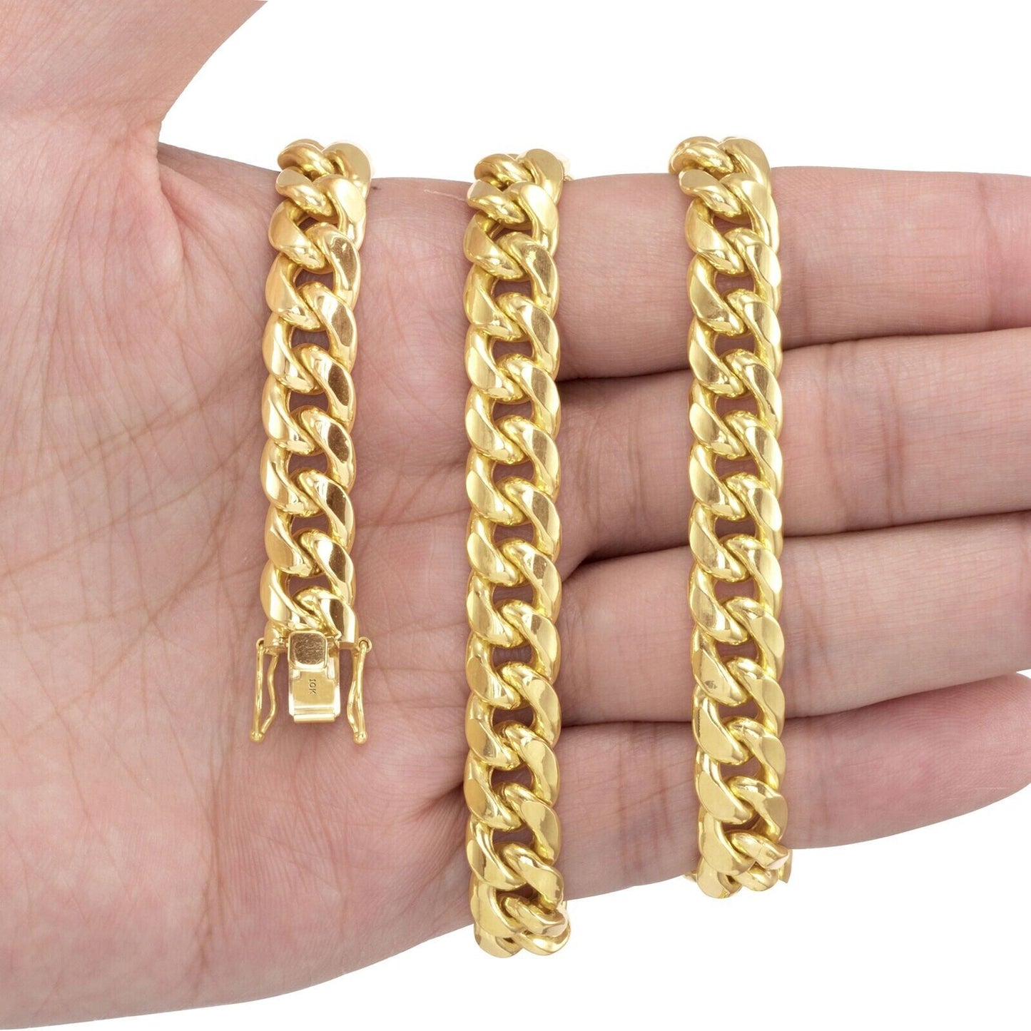 Real 10k Gold Chain 26 Inch 9mm Miami Cuban Link 10kt Yellow Gold Necklace Mens