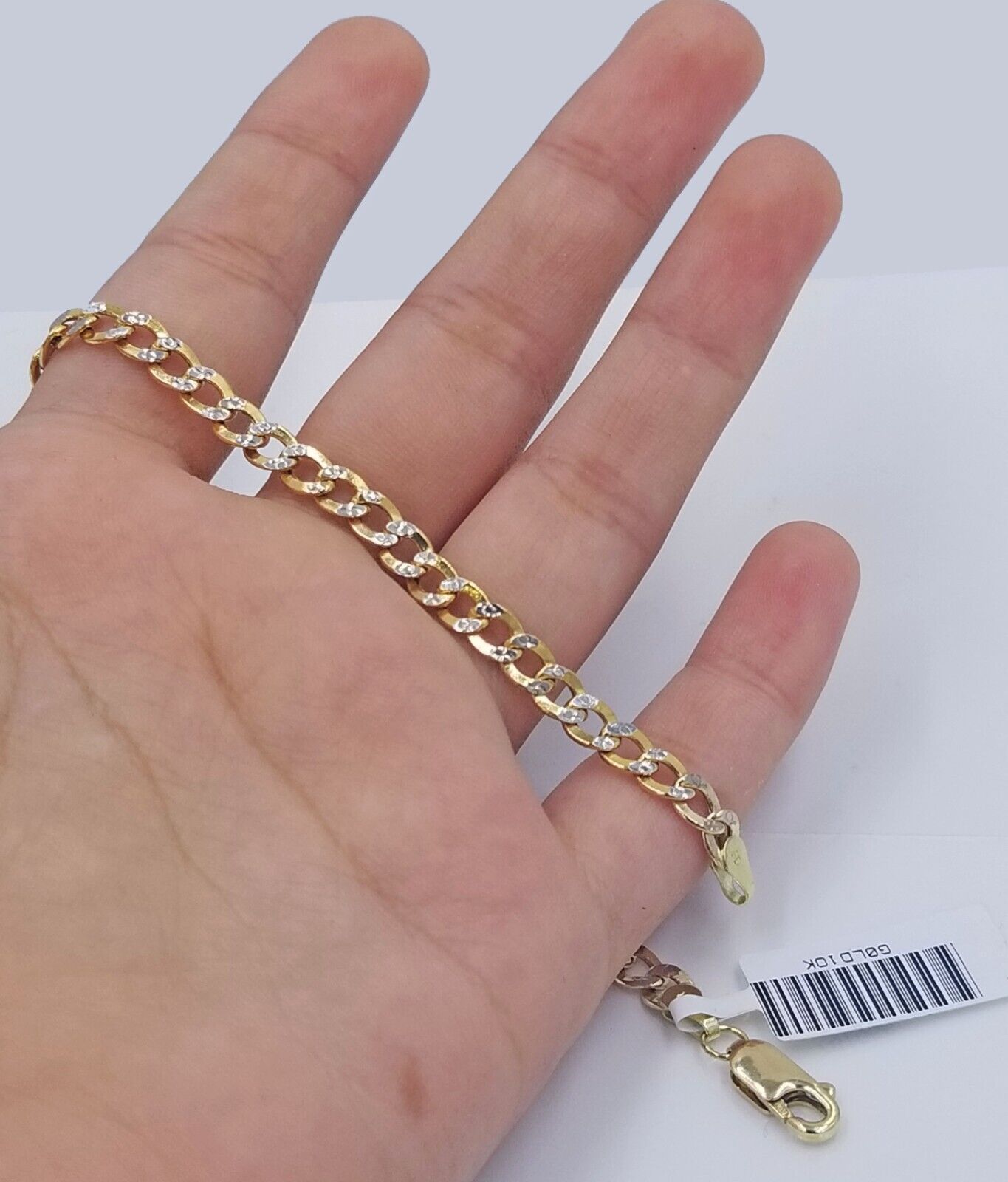 10kt real on sale gold cuban curb diamond cut bracelet