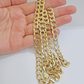 Real 10k Yellow Gold Chain Curb Link Necklace 8mm 26 Inch Diamond Cut Two-tone