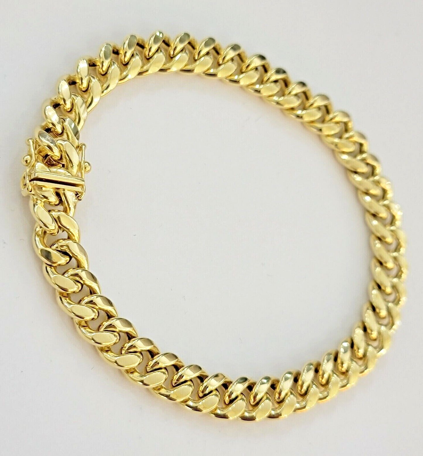 10k Yellow Gold Miami Cuban Link Bracelet 7" inch 9mm Real 10kt Kids and Ladies