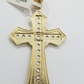 Real 10k Yellow Gold Cross Charm Pendant 2.5'' inch 10kt gold