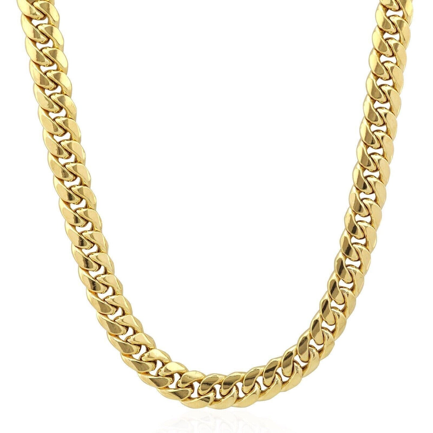 10k Yellow Gold Miami Cuban Link Chain Necklace 28 Inches 9mm Box Lock Real 10kt