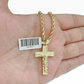 Real 10k Yellow Gold Jesus Cross Charm Rope Chain Necklace 3mm 28'' Pendant 10kt