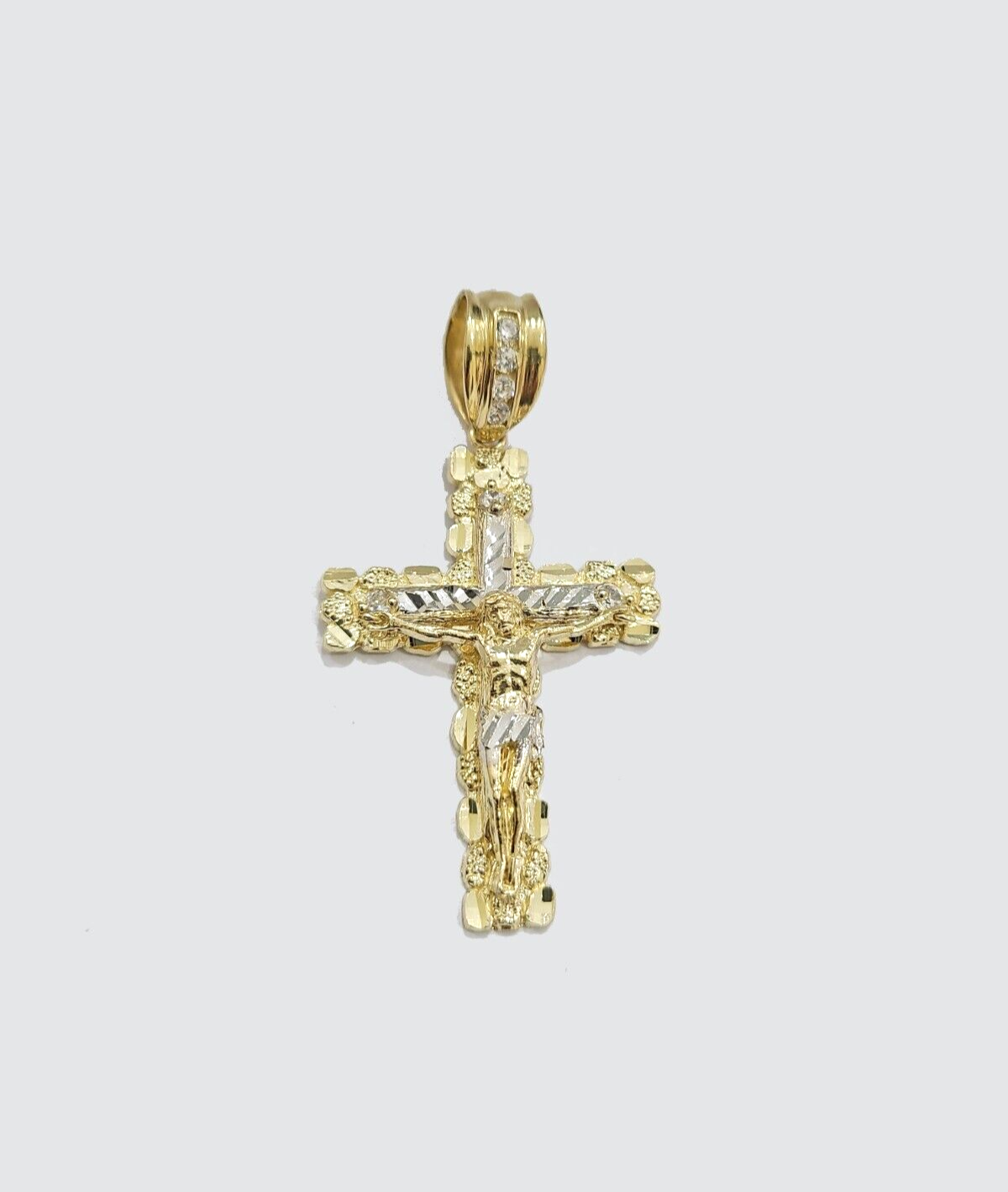 Real 10k Yellow Gold Cross Charm Rope Chain 4mm 26'' Necklace Pendant 10kt Jesus