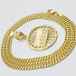 10k Yellow Gold chain Charm Pendant set Miami Cuban 4mm 24 Inch & Last supper