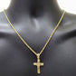 Real 14k Yellow Gold Rope Chain 24'' Necklace Jesus Crucifix Cross Charm Pendant