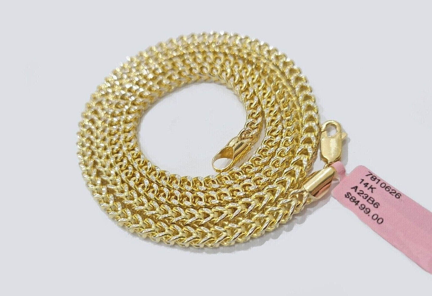 14k Yellow Gold Franco Chain Two-tone Necklace 4mm 24 Inch Diamond Cut 14kt SALE