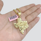 14k Yellow Gold Miami Cuban Chain 24 Inch Necklace Texas Map Charm Pendant Real