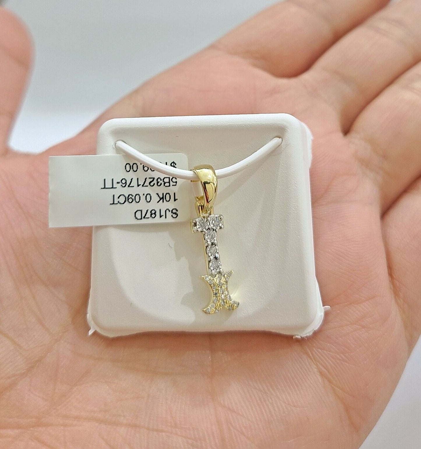 Real 10K Yellow Gold Initials Diamond Cut Charm A-Z Pendant  Alphabets