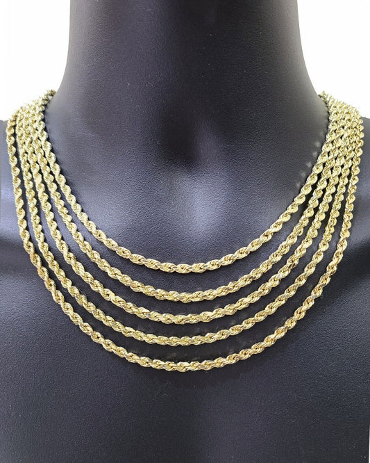 Real 10K Yellow Gold Rope Chain 3mm  Necklace  18-30'' Inches Lobster Lock 10kt