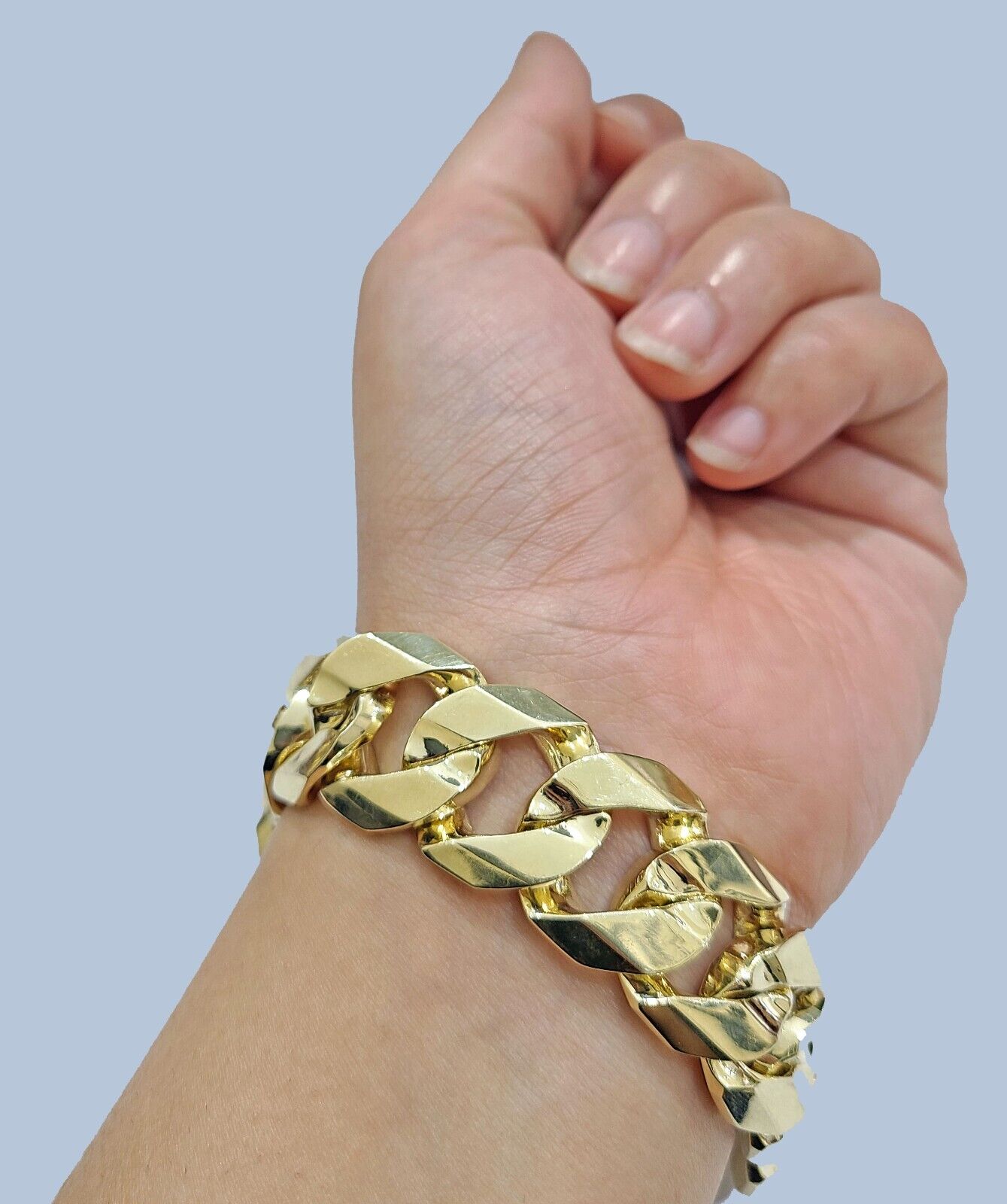 Men's Diamond Cuban Link Bracelet 1 ct tw Round-cut 10K Yellow Gold 8.5