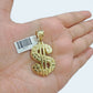 Real 10K Yellow Gold Dollar Sign Charm for 1-1.5'' inches Gold Pendant