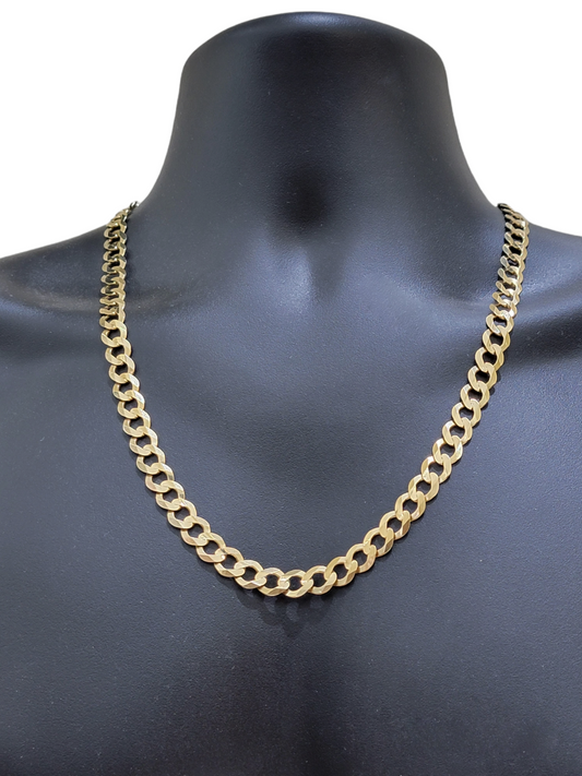 Real 10k Yellow Gold Solid Necklace Cuban Curb Link Chain 10mm 24" inch For Men