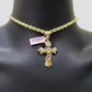 Real 14k Yellow Gold Rope Chain 5mm 18'' Necklace Jesus Cross Charm Pendant 14kt