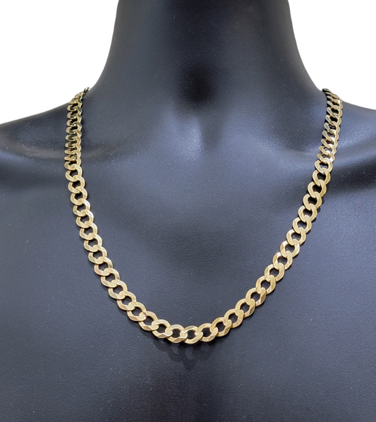 Real 10k Gold Chain Cuban Curb Link 18 Inch 10mm Solid 10kt Yellow Gold Necklace