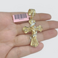 Real 14k Yellow Gold Rope Chain 5mm 18'' Necklace Jesus Cross Charm Pendant 14kt