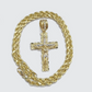 Real 10k Yellow Gold Cross Charm Rope Chain 4mm 26'' Necklace Pendant 10kt Jesus