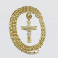 10k Yellow Gold Miami Cuban Chain 5mm 18" inch Necklace Jesus Cross Charm Real