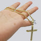 Real 10k Gold Rope Chain Cross Pendant, 3mm Necklace 20" inch With Charm, 10kt