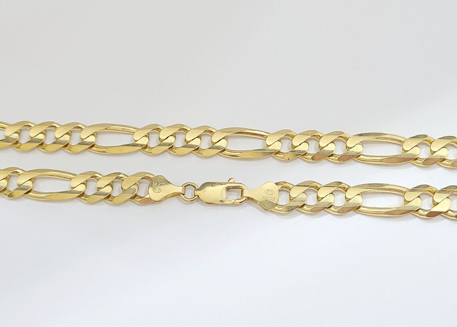 14k Solid Yellow Gold Figaro Chain 10mm 26'' Inches Necklace Real 14kt