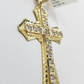 Real 10k Yellow Gold Cross Charm Pendant 2.5'' inch 10kt gold
